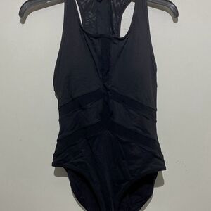 Bond-eye Wopmen's Black Sleeveless Racerback Mesh Padded Swimsuit Size Medium